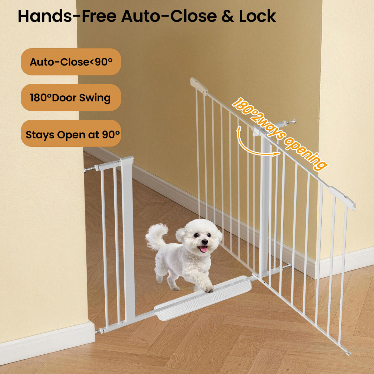 29 -40.5  Pet Gate For Stairs, 30  Tall, Auto Close Safety Dog Gate, Pressure Mounted Easy Walk Through Pet Gate For Doorways, Durable Stair Gate, 30  Tall, White