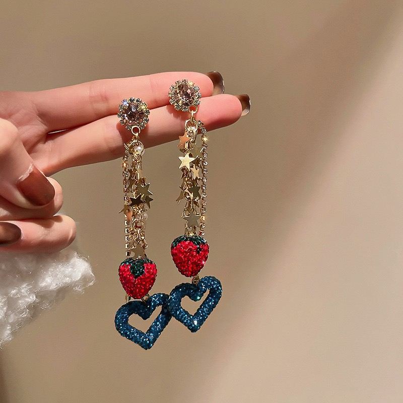 Exquisite Zircon Earrings Women Silver Needle Long Drop Korean Style Vintage Tassel