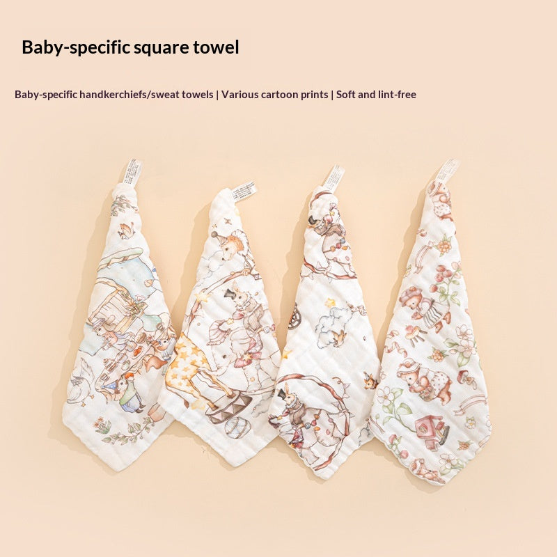 Baby A-Grade Pure Cotton Small Square Towel Baby Bib Six-Layer Gauze Newborn Childrens Gift Face-Washing Toddler Towel