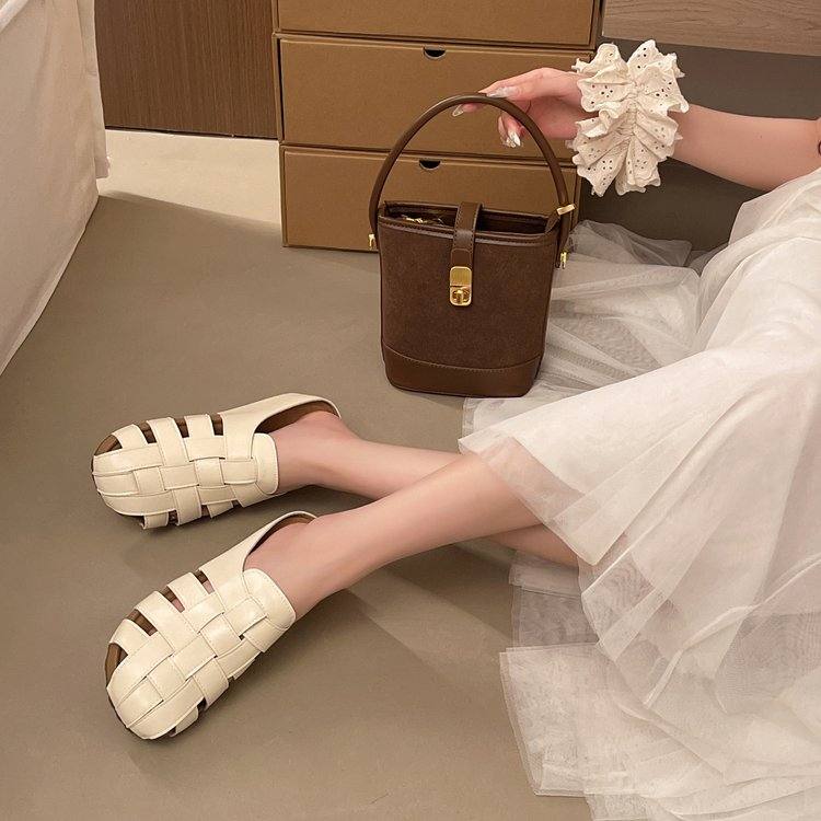 Women's 2026 New Vintage Woven Birkenstock Style Closed Toe Mules, Slip On Lazy Outdoor Casual Shoes, Summer Footwear