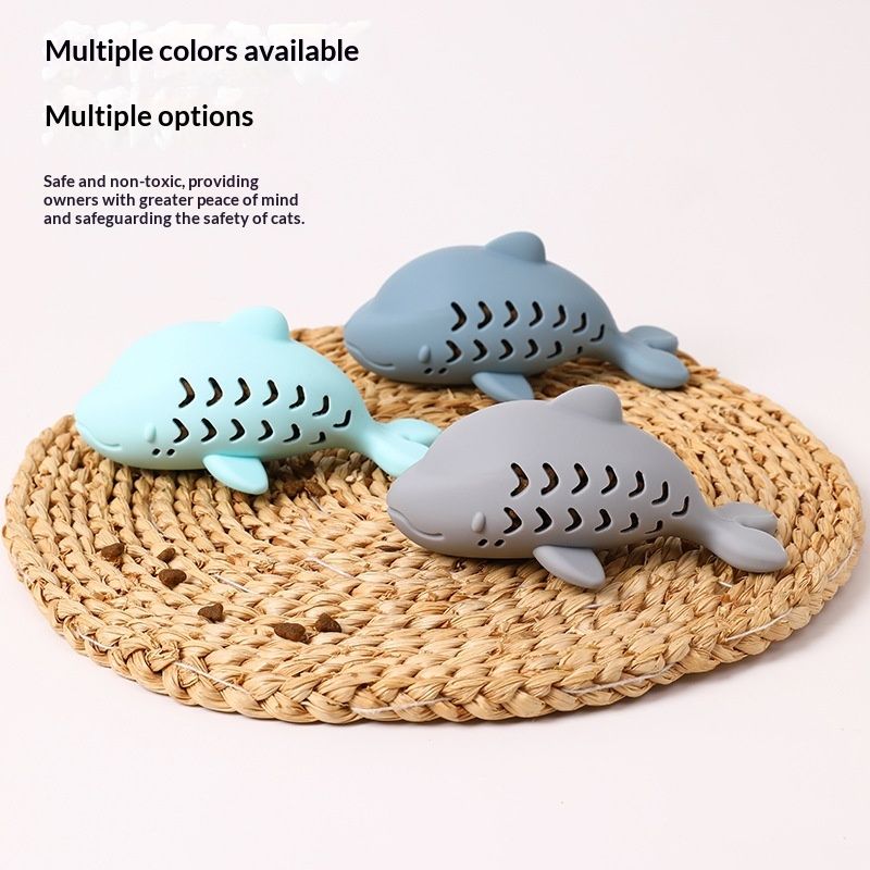 Cat Food-dispensing Bite-resistant Silicone Toy In The Shape Of A Cute Little Fish For Pets