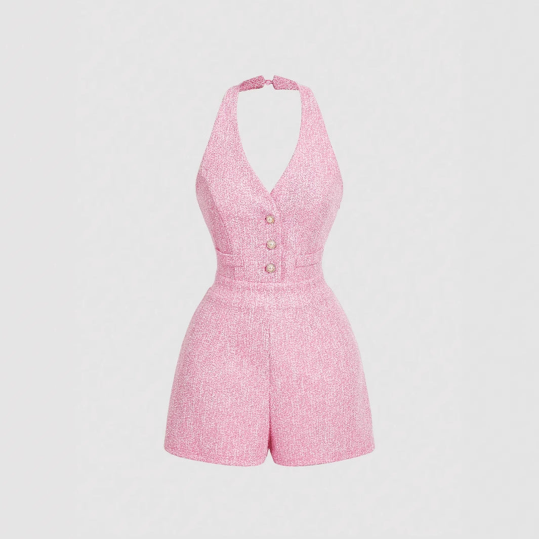 Womens Fashion V-neck Sleeveless Halter Jumpsuit