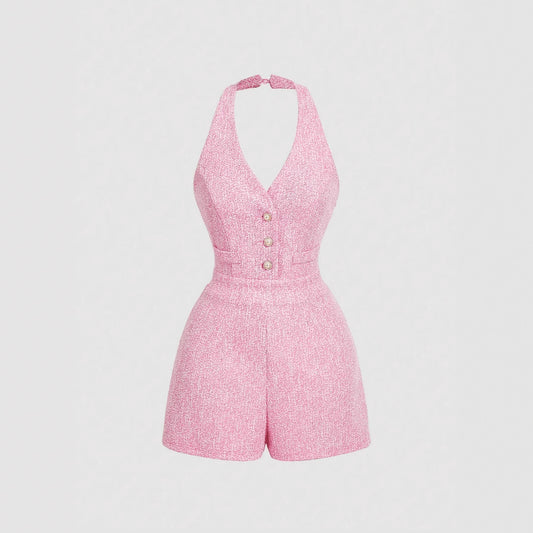 Womens Fashion V-neck Sleeveless Halter Jumpsuit