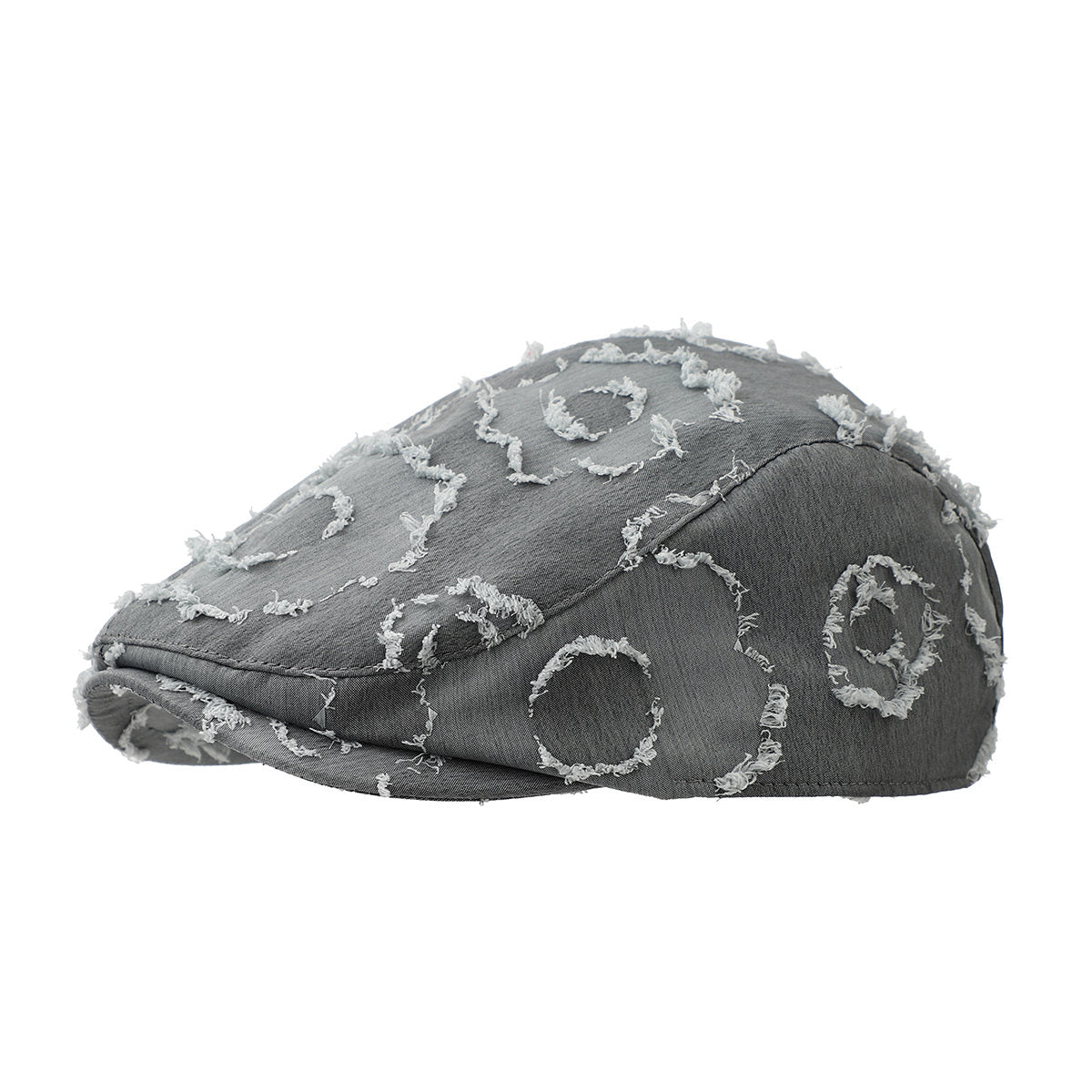 Fashion Distressed Fringed Flower Forward Hat, Vintage Brushed Flower Newsboy Hat, Street Versatile Casual Hat