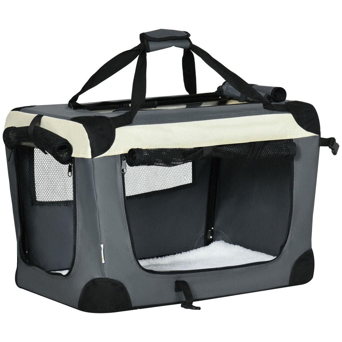 PawHut 60cm Foldable Pet Carrier, With Cushion, For Miniature Dogs And Cats - Grey