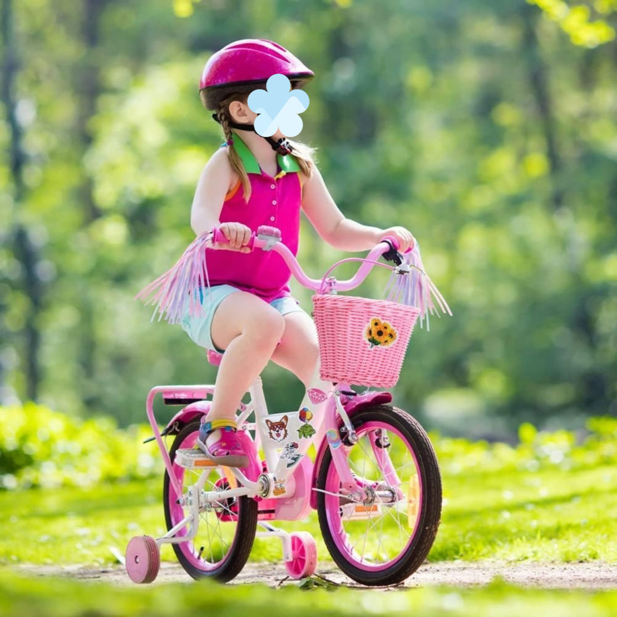 Pink Bike Basket Set - Practical Storage For Bicycle Use - Party Accessory Set