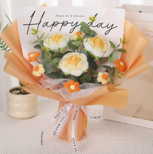 Finished Flower Bouquet Hand-woven Flowers, Woven Gift