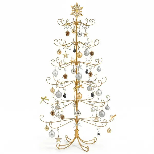 6ft Gold Iron Christmas Tree With Snowflake Top, PVC Everyday Decor Tree (No Accessories Included)