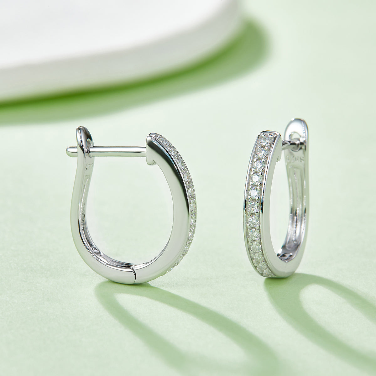 S925 Sterling Silver 24pcs Moissanite Huggie Hoop Earrings For Women 16mm Platinum Plated GRA Certified Hypoallergenic Gift Box