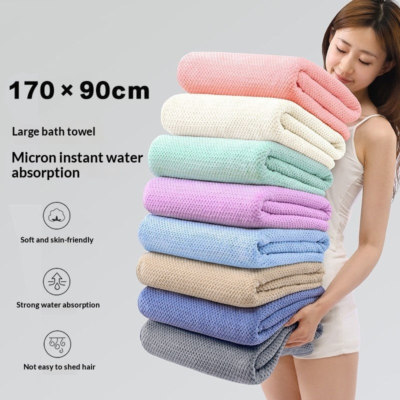 Coral Fleece Pineapple-check Soft Bath Towel
