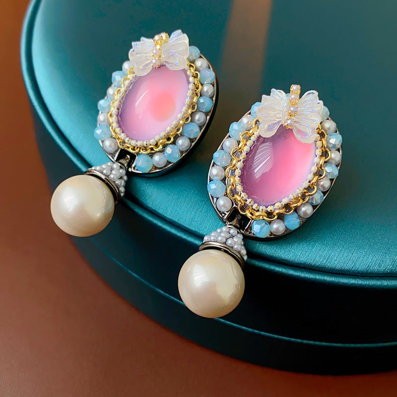 All Match Retro Crystal Fringe Earrings Women 925 Silver Pin Rhombus Tassel Fashion Jewelry