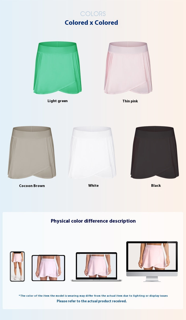 Cooling Three Points Exercise Skort Fashion Yoga Cross Front Pleated Skirt Tennis Skirt