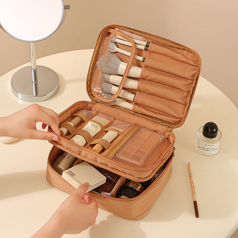 Portable Oxford Cloth Makeup Bag With Dividers