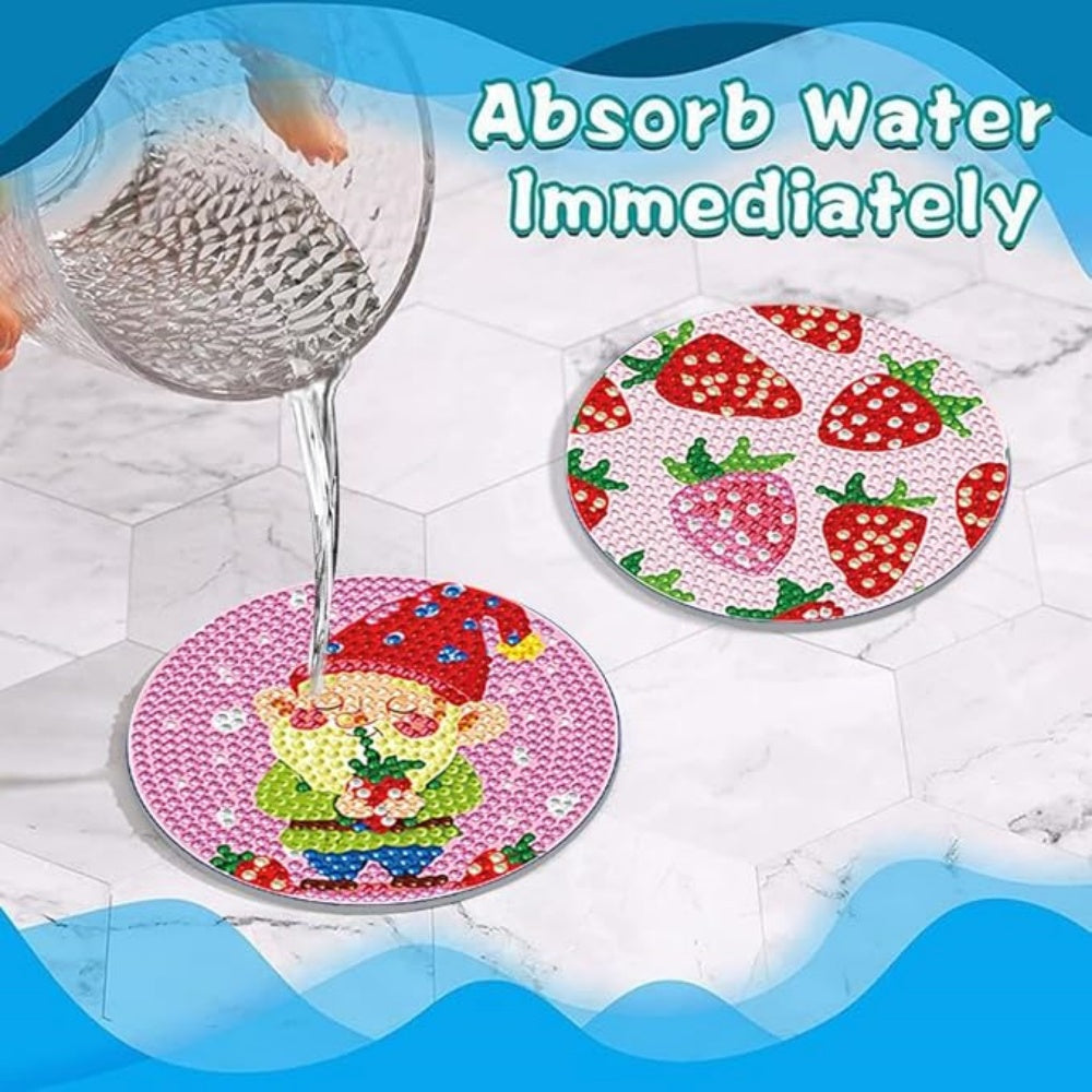 Diamond Art Drawing Coaster With Bracket, DIY Valentine's Day Pattern Diamond Art Coaster, Suitable For Adults And Beginners Diamond Drawing Kit, Diamond Kit Craft Supplies, Exquisite Gifts For Friend