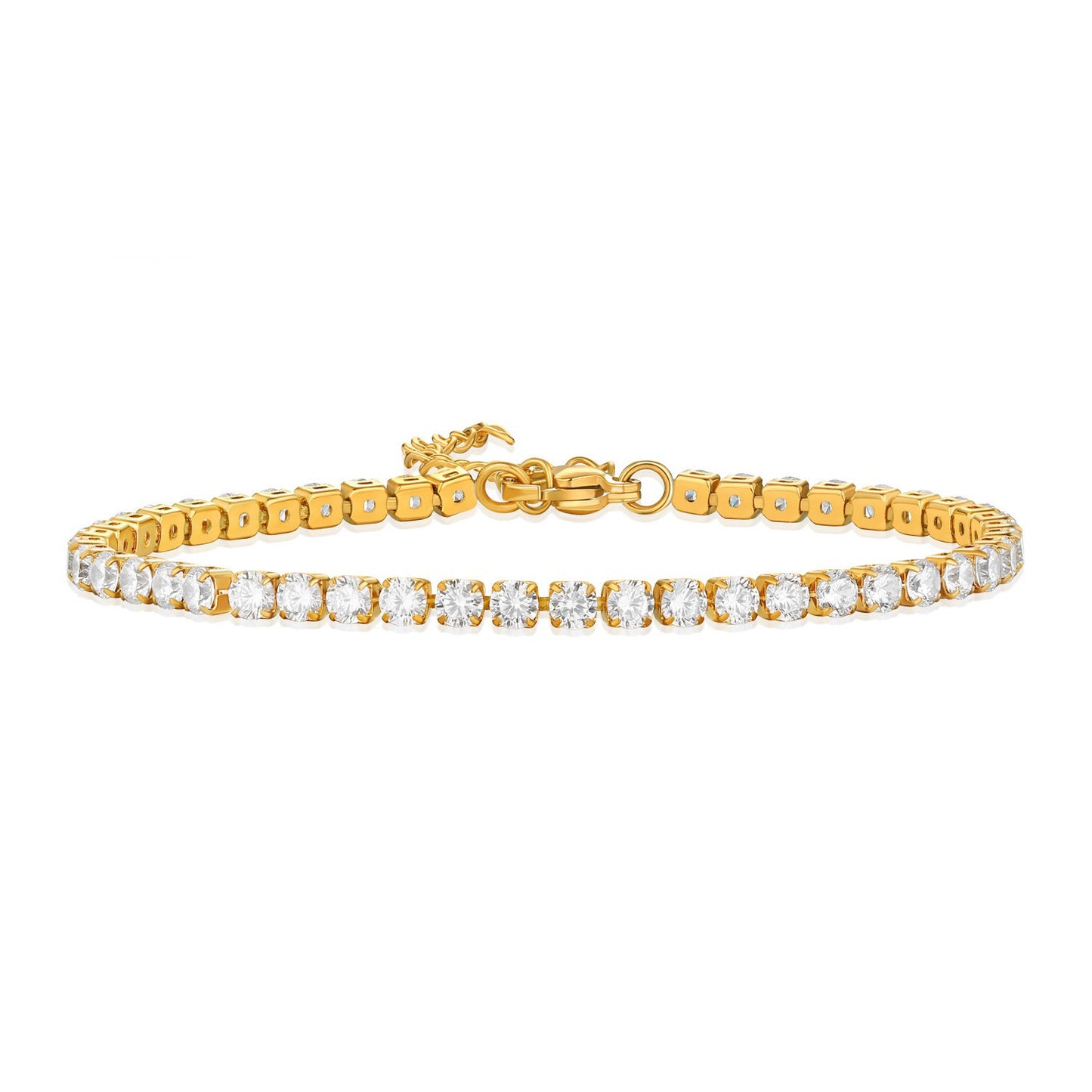 Stainless Steel Diamond Claw Chain K Gold Zircon Bracelet