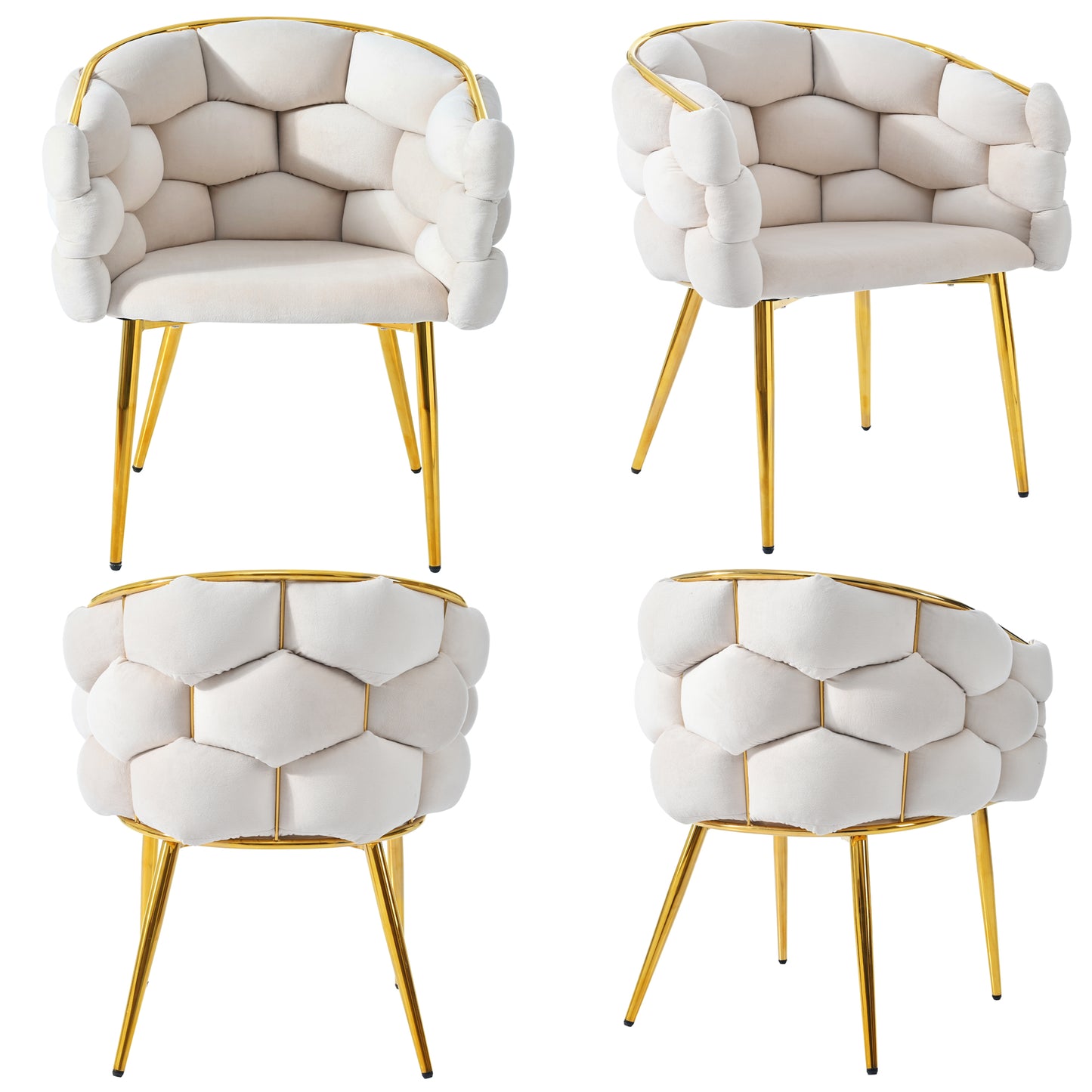 Luxury Velvet Chairs  4 Pieces , Living Room Chairs, Dining Chairs, Makeup Chairs, Modern Fashion Style Chairs, Gilded Iron Legs, Beige Chairs, Bubble Chairs, Ergonomic Chairs
