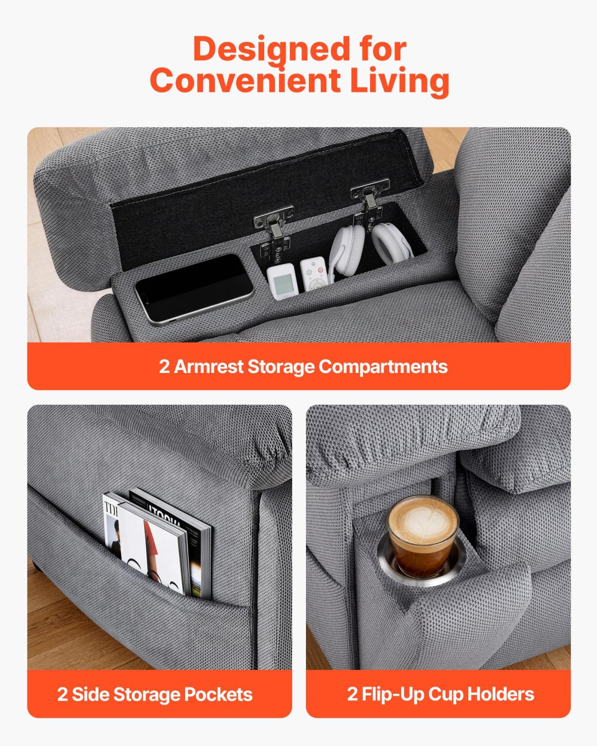Power Lift Recliner Chair, Dual Motor, Oversized Electric Lift Chair With Heat And Massage For Elderly, Infinite Position Adjustment, Chenille Fabric, With Side Pockets, Cup Holders, Light Gray