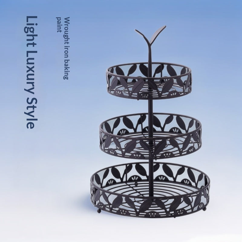 European-style Light Luxury Three-Tier Iron Fruit Tray For Dining Room And Home Dessert Display