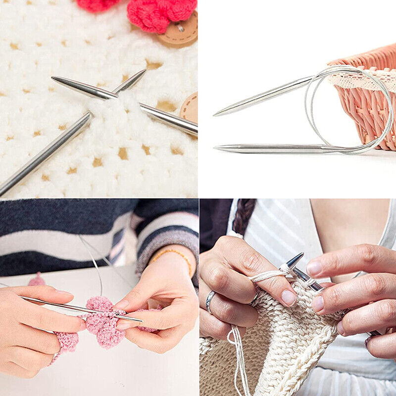 11PCS Circular Knitting Needles Stainless Steel Various Sizes DIY Sewing Tools