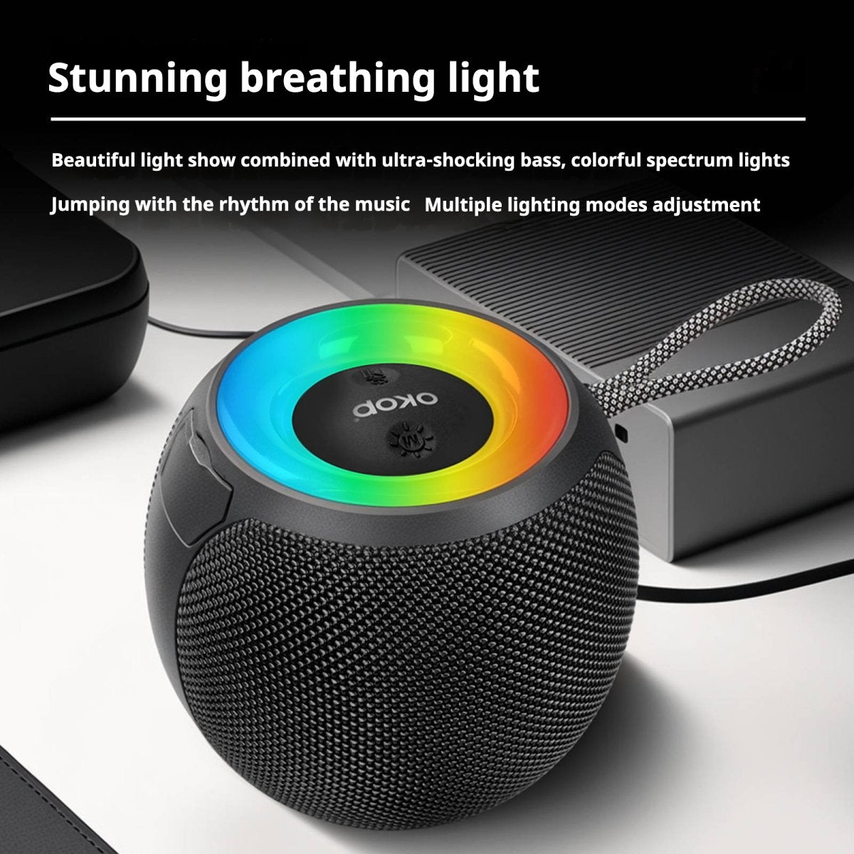 KP-555 Portable Bluetooth Speaker Outdoor Mini Speaker With Lanyard TF Card Slot Waterproof Design Colorful LED Lights And High Quality Sound