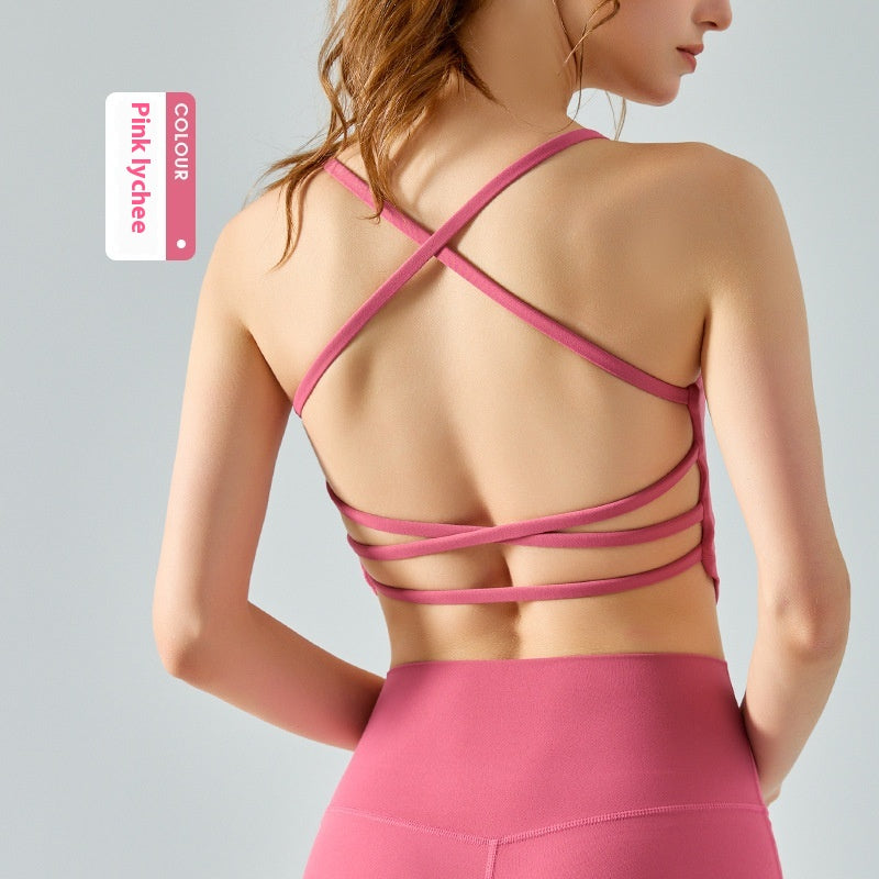 Nude Feel Slim Yoga Vest Semi-fixed One-piece Cup Beauty Back Sling