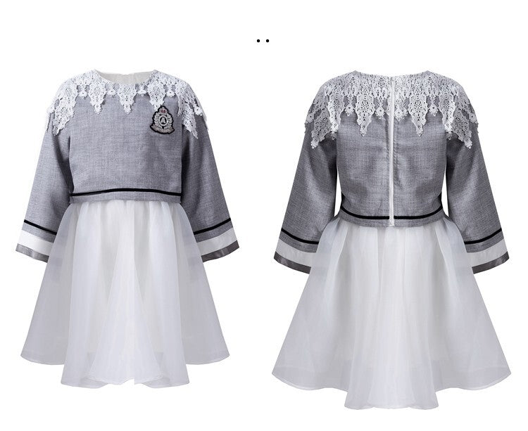 Girls Fashion Loose Fit Top & Dress Set Two-Piece Outfit - Spring