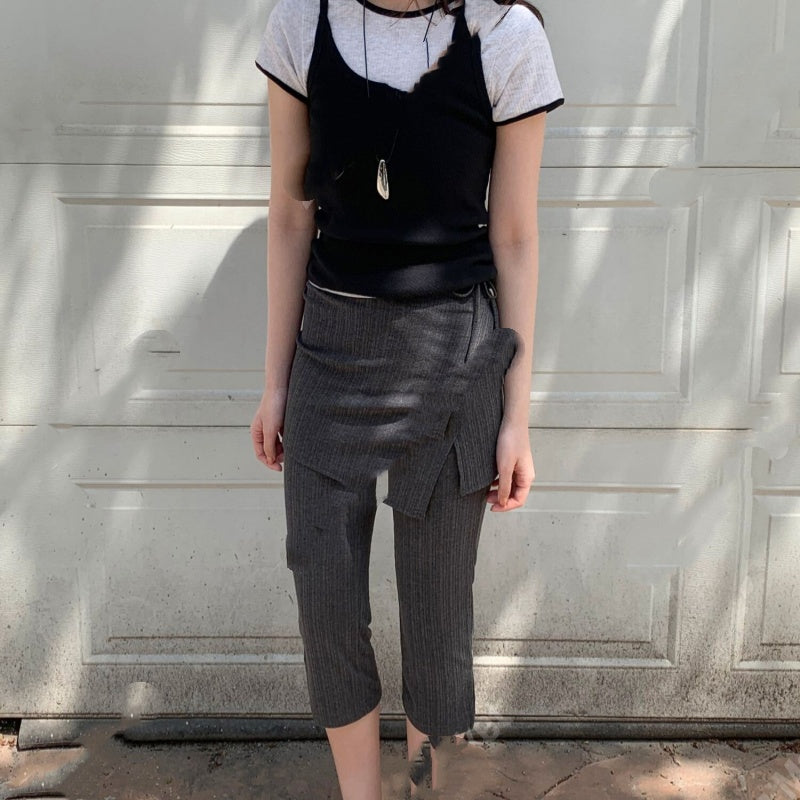 New High-waisted Tight-fitting Slimming Capri Skirt-pants With A Butt-flattering Panel
