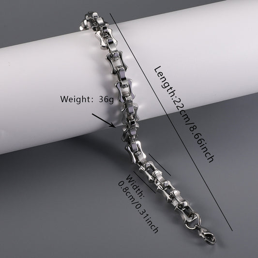 Popular Streetwear Cuban Chain Bracelet For Men, Bold Domineering Punk Hip Hop Design, All-match Stainless Steel Titanium Steel Fashion Accessories