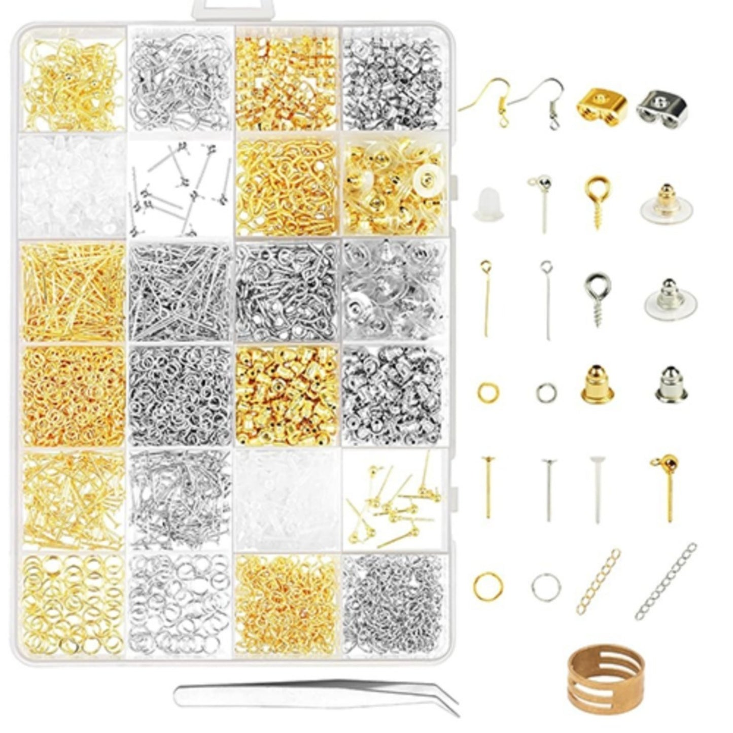 2,800 DIY Earring Accessories—Jewelry Making Kit For Earring Bending, Ring Making, And Repair—Earring And Bracelet Party Gifts