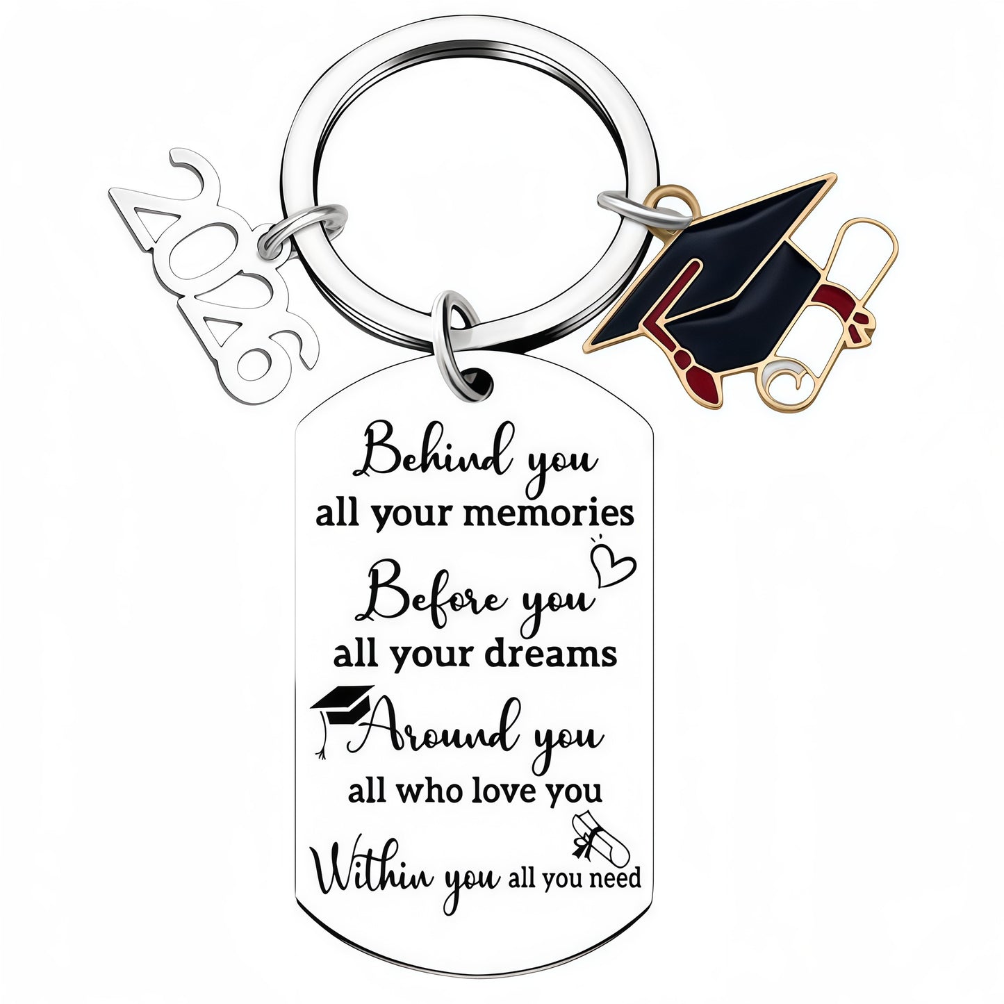 Stainless Steel Keychain With Laser-engraved Graduation Gift Backpack Pendant