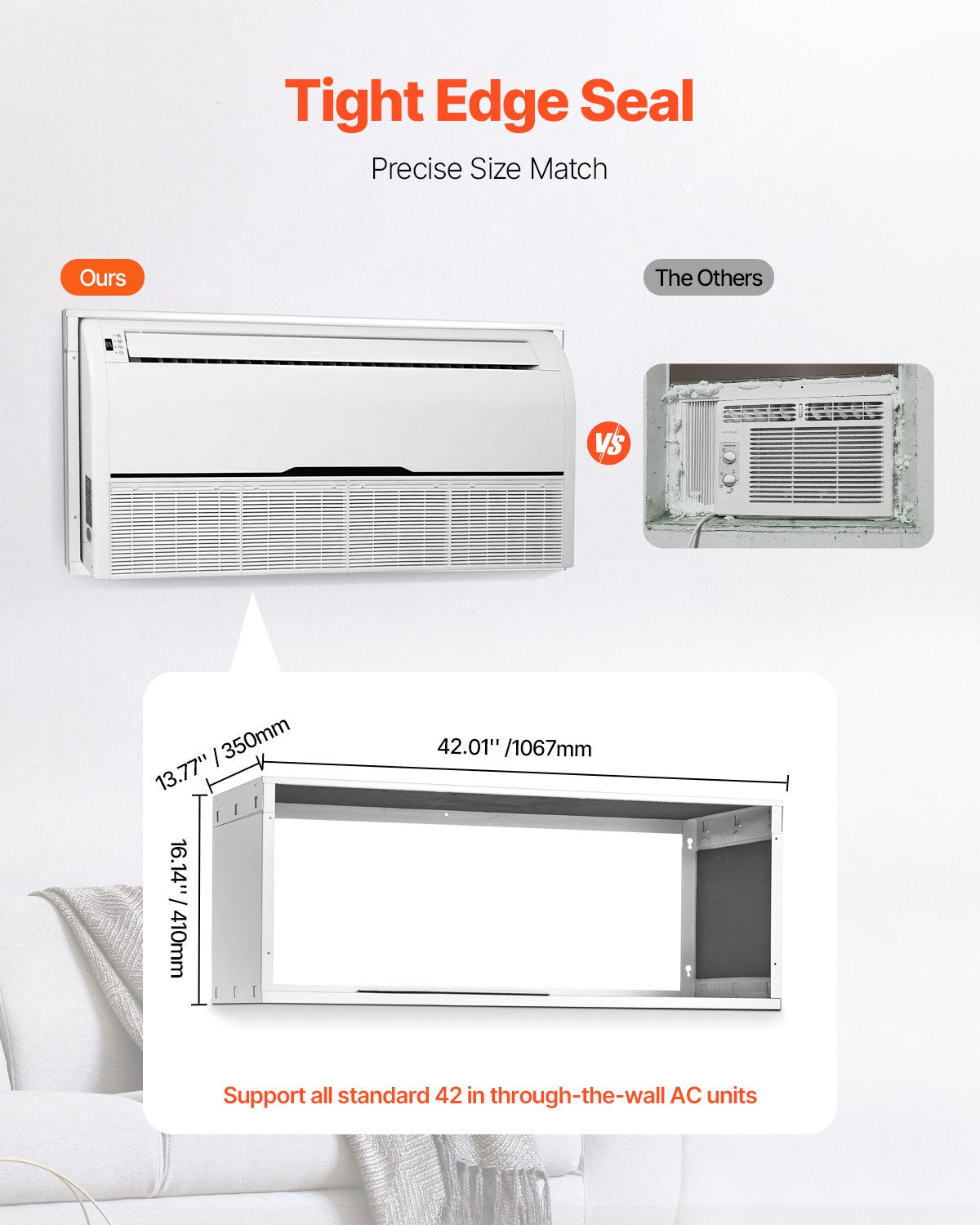 Air Conditioner Wall Sleeve, 42 In Through The Wall Air Conditioner Sleeve, Wall Sleeve, Compatible With Most Brands Of Through The Wall AC, Durable And Weather-Resistant Insulation Accessories