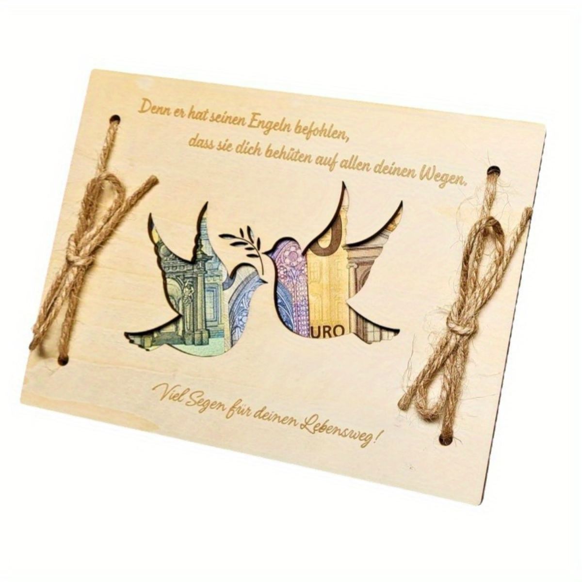 Baptism Money Clip Greeting Card For Teen - Wooden Money Holder With Dove Design For Baptism Gift