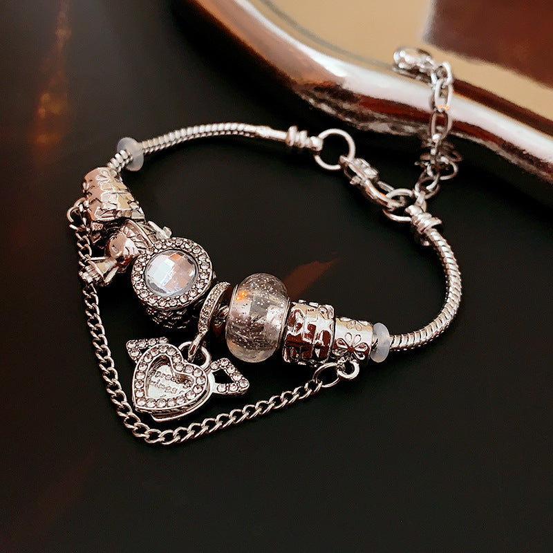 French Style Oval Zircon Bracelet For Women Sweet Luxury Bangle Wedding Party Fashion Jewelry