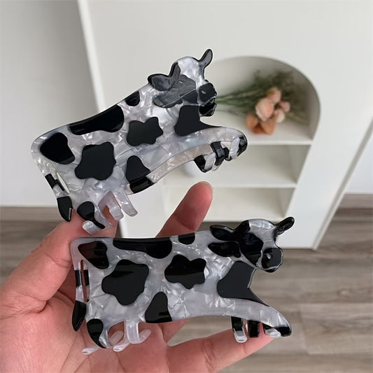 Cute Cartoon Cow Hair Clip In Black And White