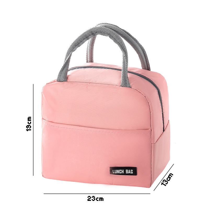 Solid Color Thickened Insulated Lunch Tote Bag, Portable Thermal Cooler Lunch Bag, Reusable Waterproof Food Carrier Bag, Leakproof Lunch Container Bag For Office Workers Students Picnic Travel