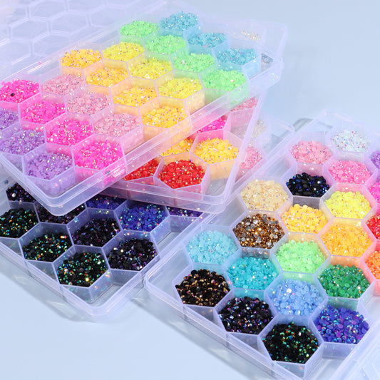 3mm4mm24 Gridsbox Multi-color Resin Drill Nail Beauty DIY Ornament Accessories