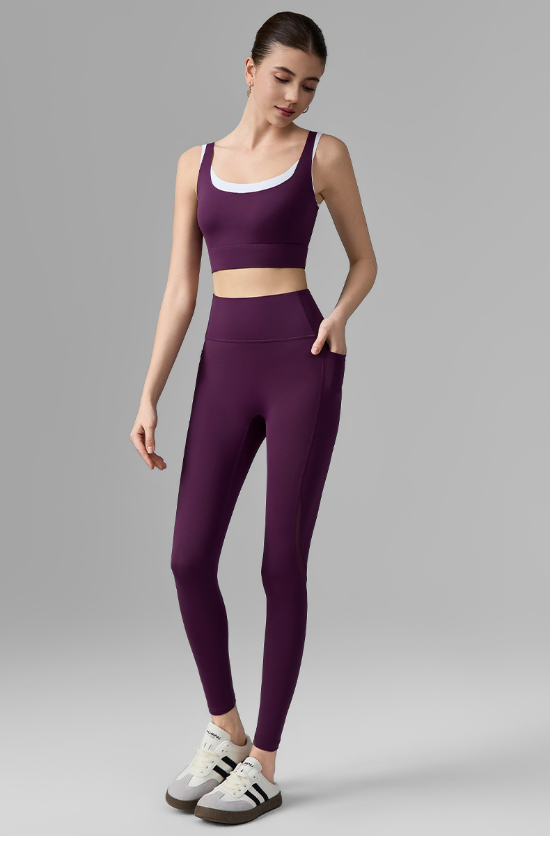 Women's Yoga Pants With Phone Pocket, Mesh Spliced Fitness Trousers For Outdoor Sports, Running And Yoga