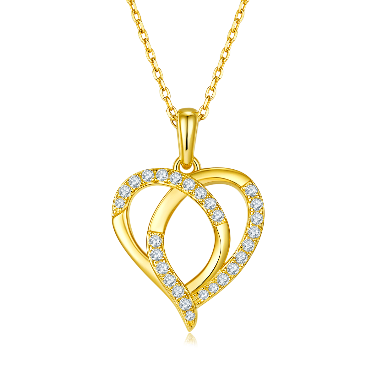 4.9g S925 Sterling Silver Moissanite Heart Necklace 45cm  27 Stone Intertwined Hearts Pendant With GRA Certificate, Platinum Plated Jewelry Gift Box Set For Women