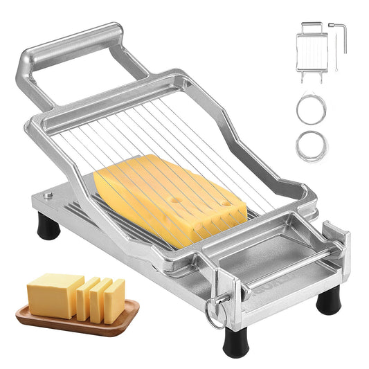 Cheese Cutter With Wire, 0.39" & 0.78" Cheeser Butter Cutting Blade, Detachable Cheese Slicer Wire, Aluminum Alloy Commercial Cheese Slicer With 316 Stainless Steel Knife Wire, Kitchen Cooking
