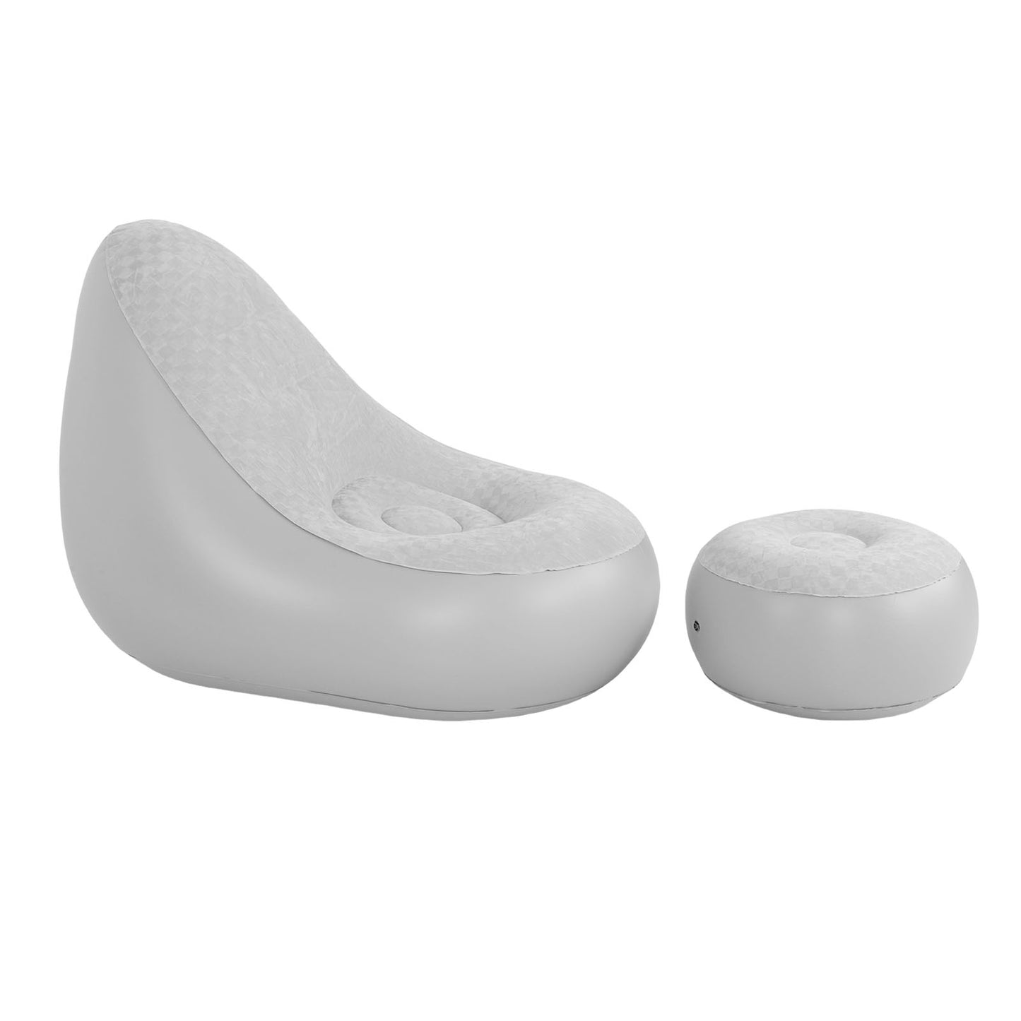 Inflatable Lounge With Footstool PVC Flocking Water Proof Folding Blow Up Couch Inflatable Sofa Chair For Home Camping Grey