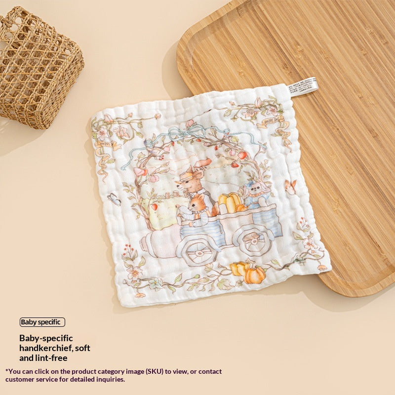 Baby A-Grade Pure Cotton Small Square Towel Baby Bib Six-Layer Gauze Newborn Childrens Gift Face-Washing Toddler Towel