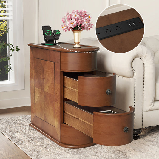 End Table With Charging Station,Sofa Side Table With Drawers, No Assembly RequiredExpect Arrival Date 2025 4 16