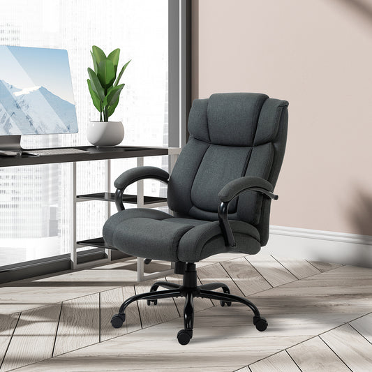 Executive Office Chair with Wide Seat, Computer Desk Chair with Adjustable Height, Swivel Wheels, Gray
