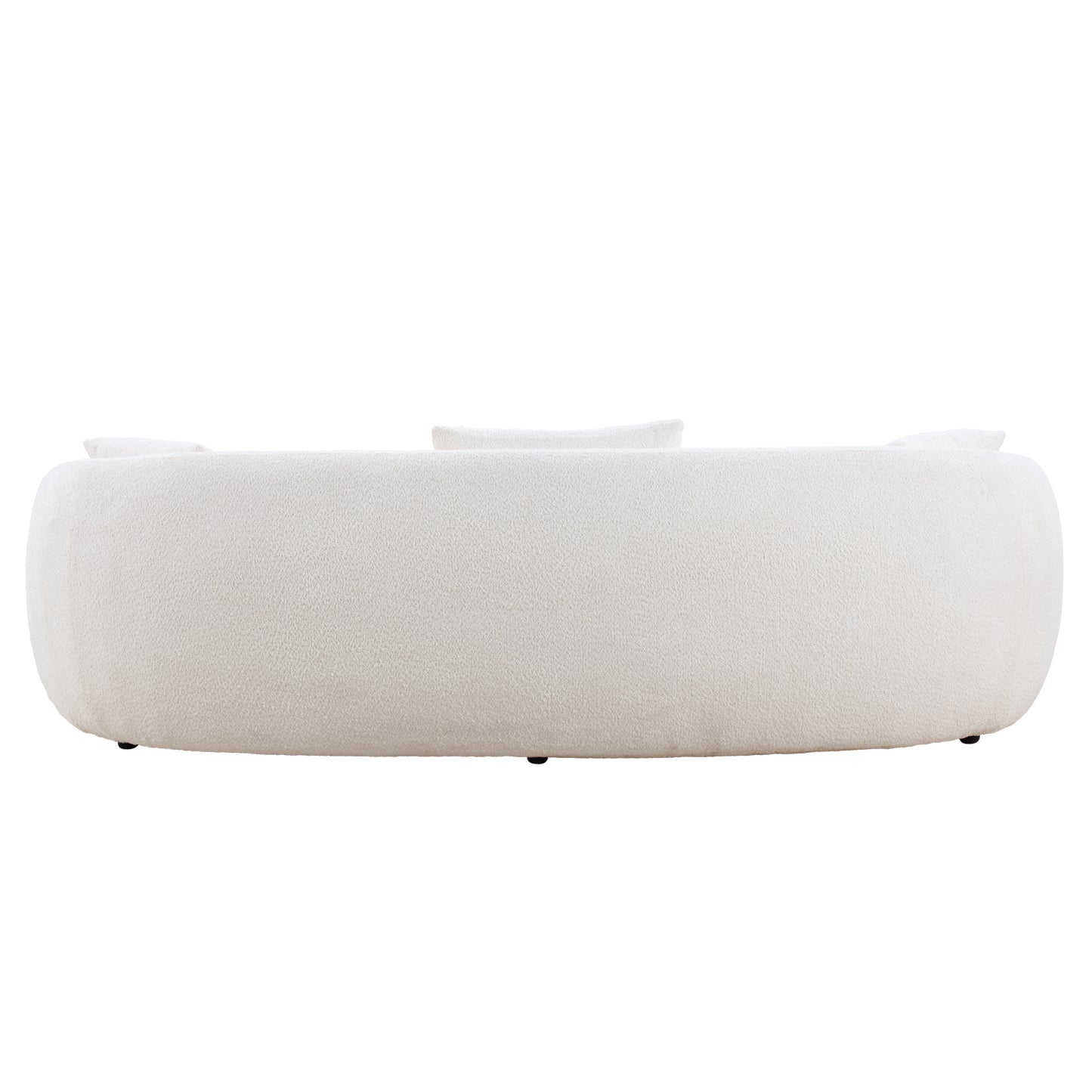 Mid Century Modern Curved Living Room Sofa, 4-Seat Boucle Fabric Couch For Bedroom, Office, Apartment, Off White Beige And White