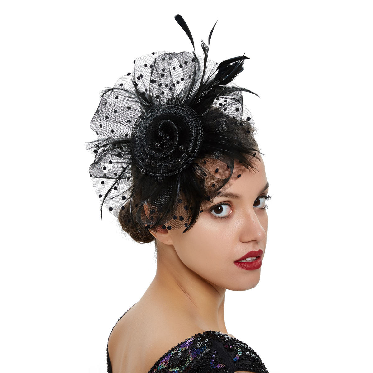 Headwear Bridal Hair Accessories Mesh Billycock Headband