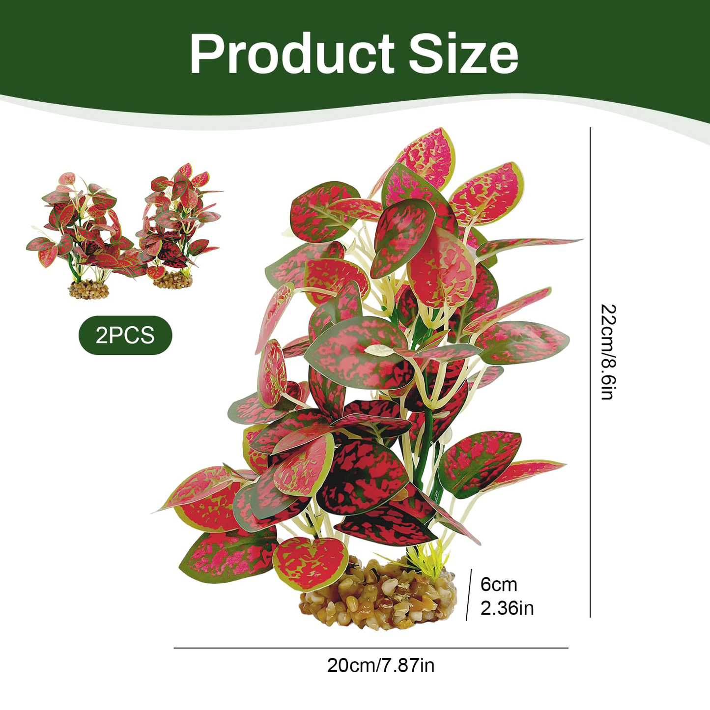 Silk Aquarium Plants 2-Pack, 8.6-inch Artificial Aquarium Silk Plants -  Simulated Fish Habitat Decor, Safe Silk Plants For Aquariums Fish Fishbowl
