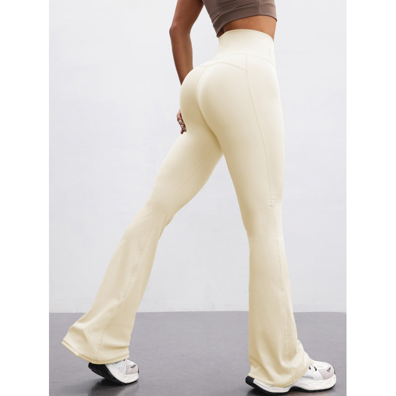 High-waisted Casual Flared Pants For Fitness And Sports