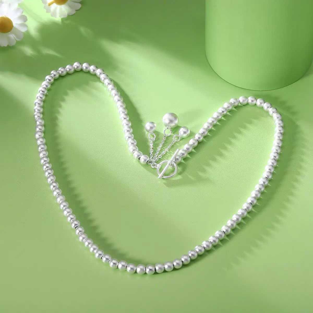 1pcs 925 Sterling Silver Beaded OT Clasp Tassel Necklace, Minimalist  Style, For Daily Casual Wear & Women Holiday Gifts