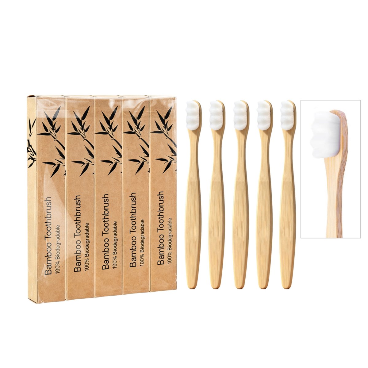 Ten Thousand Hair Flat Bamboo Toothbrush