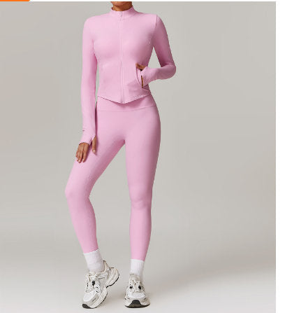 High Waist Wide Leg Yoga Clothes Slimming Long Sleeve Top Coat